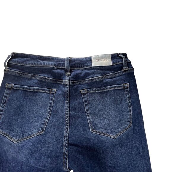 Ceros Denim Flared Studded Jeans Silver Side Rivets Womens 9/29 Retro Sylish - Picture 9 of 15